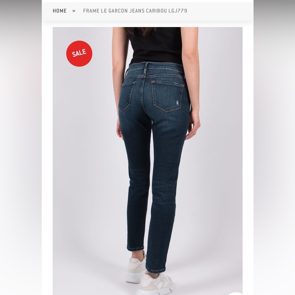 FRAME Le Garcon Blue Jeans w Distressed Knee, Caribou, Sz 24/25 w MEASUREMENTS - Picture 2 of 14